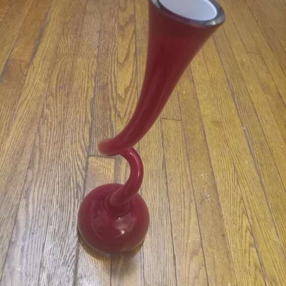 MAKORA vintage art glass hand blown vase 1960-70s trippy red vase - Picture 6 of 6